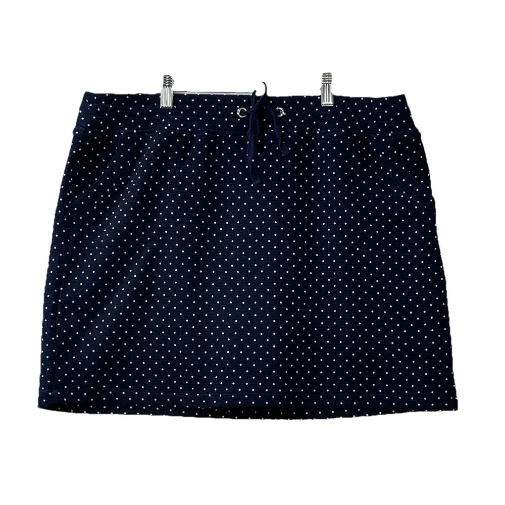 Attyre New York Womens Skort Sz 16 Navy Drawstring Waist‎ Stretchy Pockets